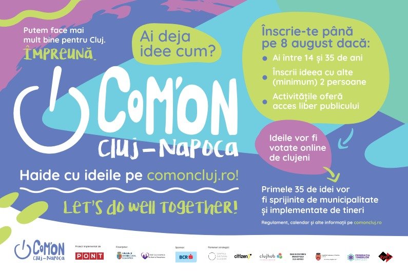 Start Com'ON Cluj-Napoca 2023! Tinerii își pot înscrie ideile pentru dezvoltarea orașului