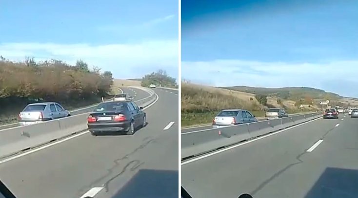 Pericol public! Două mașini filmate cum circulă pe contrasens pe Turda-Cluj
