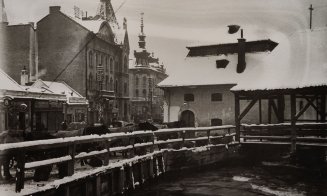 Baritiu in iarna anului 1930, cu vechea moara din centrul orasului