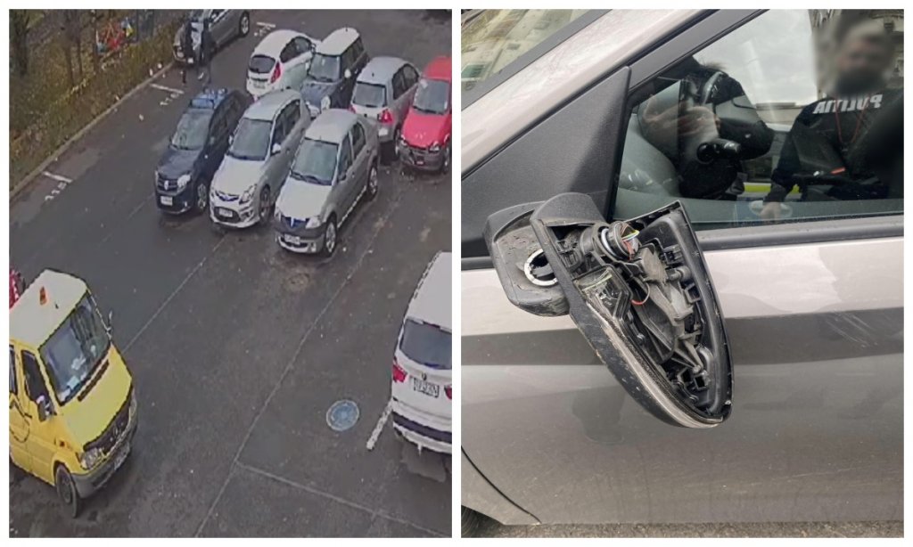 Elev clujean, filmat în timp ce sparge oglinda unei mașini într-o parcare. “Cine face așa ceva de distracție nu se oprește la atât”