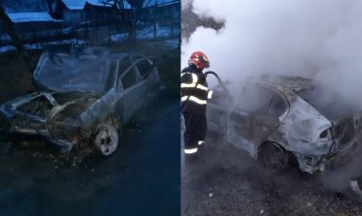 Incendiu într-o localitate din Cluj. O mașină a ars ca o torță