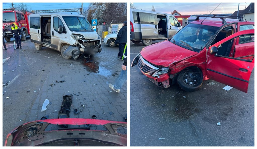 Accident între o autoutilitară și un autoturism în apropiere de Turda. Bărbat rănit, dus la spital