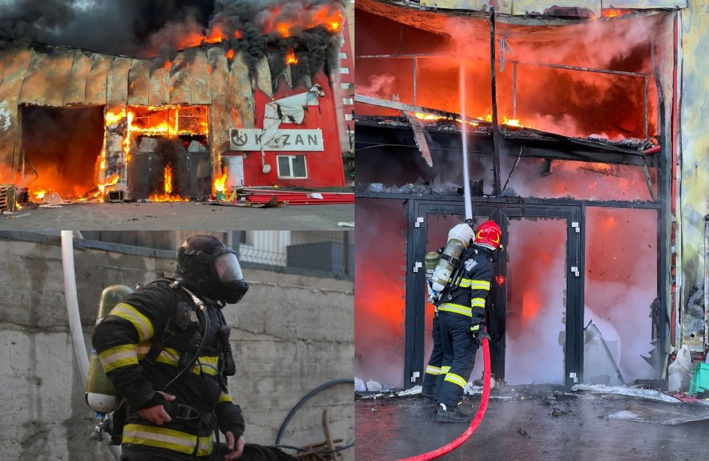 Eroii zilei! Peste 80 de pompieri clujeni s-au luptat ore în șir cu focul care a cuprins o hală în Baciu
