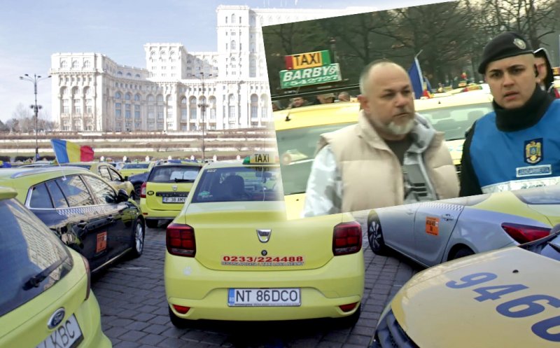Taximetristul Ioan Pugna protestează la Bucureşti / „Jos cu tariful dinamic"