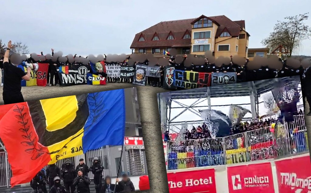 Ce mesaj era scris pe drapelul României dus de ultrașii Universității Cluj la Sf. Gheorghe / INTERZIS pe stadion