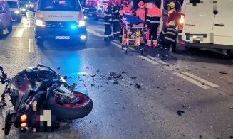 ACCIDENT în Cluj-Napoca, pe strada Traian Vuia: Motociclist sub autoutilitară / Trafic blocat spre aeroport