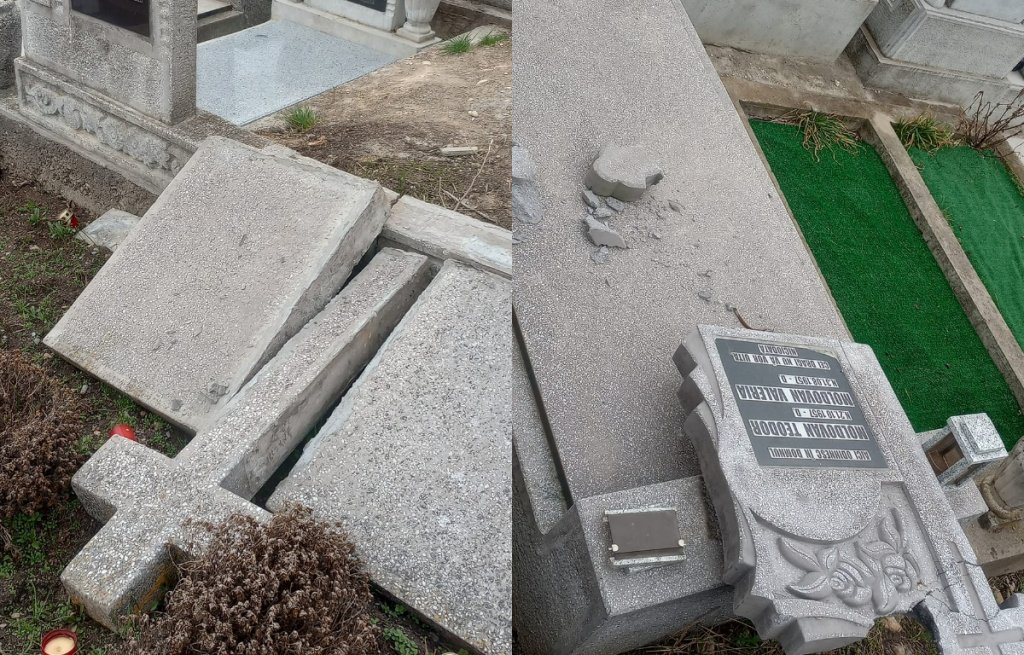 Cruci și pietre funerare, DISTRUSE într-un cimitir din Cluj-Napoca
