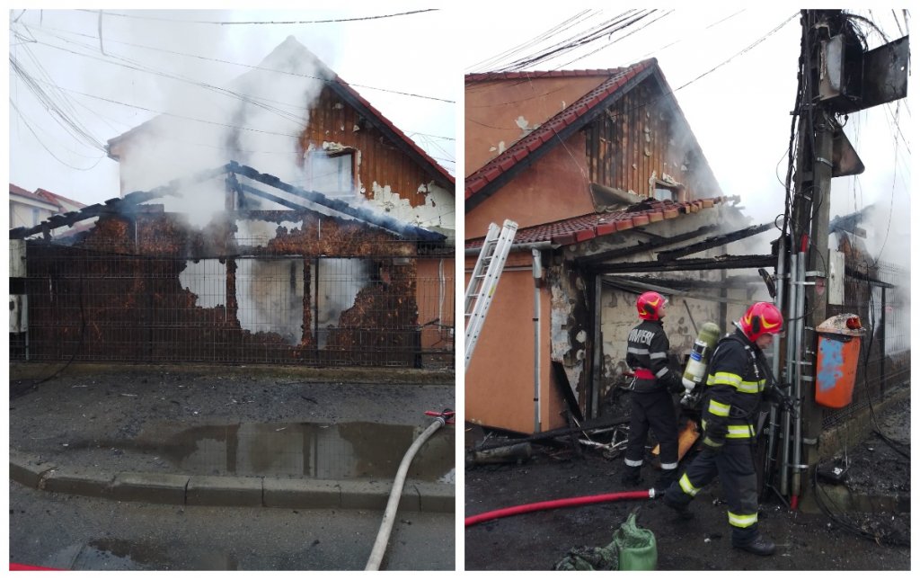 ARDE un garaj în Florești. Pompierii intervin cu trei autospeciale