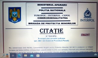 Citații cu acuzaţii de pedofilie, însoţite de ameninţări, primite pe e-mail de pensionari din Cluj-Napoca în numele Ministerului Apărării, Europol, Interpol, etc.