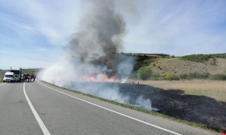 INCENDIU puternic de stufăriș pe centura Vâlcele-Apahida. Coloană de mașini pe mai mulți kilometri