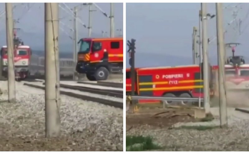 Tragedie evitată în Cluj! Șoferul unei autospeciale de pompieri, cercetat pentru că a ignorat trenul în ultimul moment
