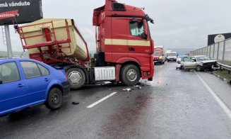 ACCIDENT între mai multe mașini, pe centura Apahida-Vâlcele! Trafic blocat