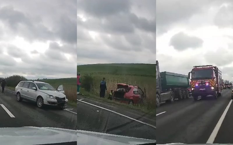 ACCIDENT grav pe un drum din Cluj! O mașină a ajuns în câmp