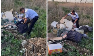 Două persoane, amendate și obligate să curețe după ce au aruncat gunoi în zona Autostrăzii A10 Sebeș-Turda