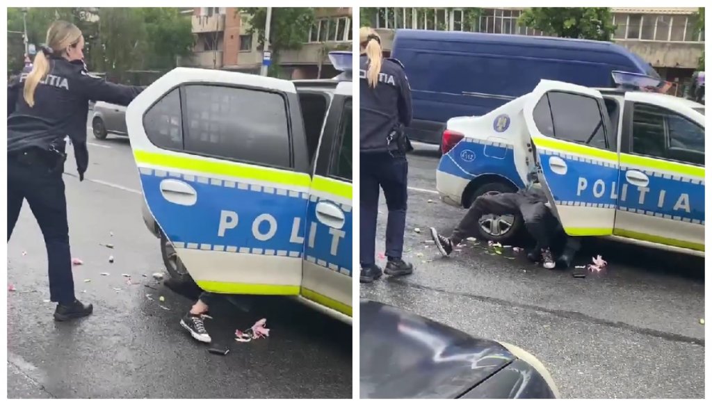 Scene incredibile în Cluj-Napoca: Un polițist se luptă să rețină un agresor, în timp ce colega lui folosește spray lacrimogen la întâmplare