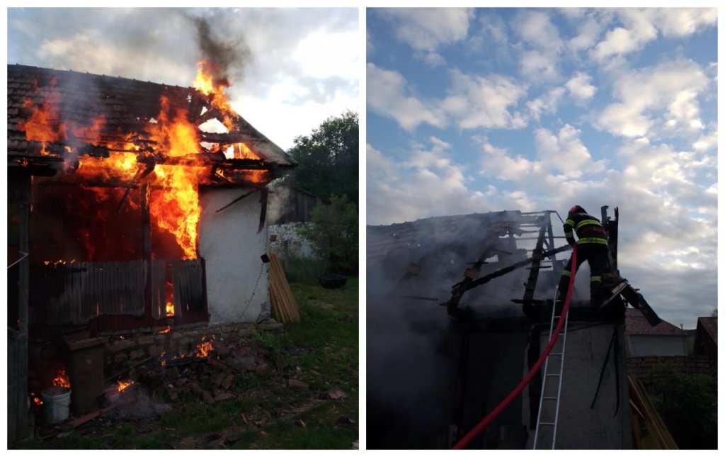 Tragedie într-o localitate din Cluj. Casa unei familii, cuprinsă de flăcări / Bărbat, consultat de paramedicii SMURD