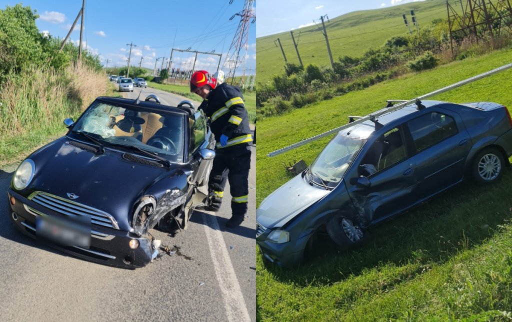 Accident pe un drum din Cluj. Două mașini distruse / Copilaș de patru ani, transportat la spital