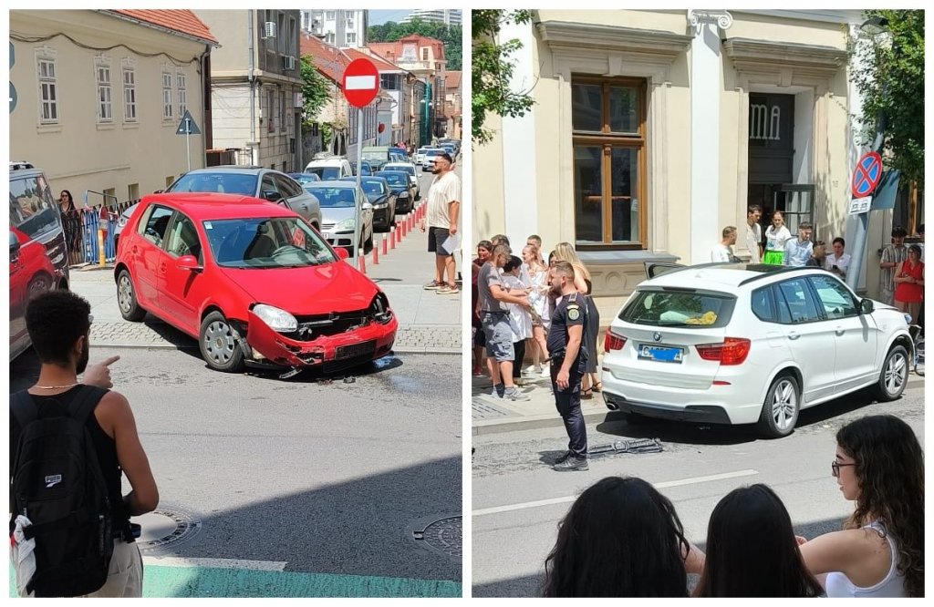 Două mașini, făcute praf în urma unui accident în centrul Clujului