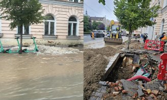 O conductă de apă s-a spart în Piața Avram Iancu din Cluj. Locuitorii din Gheorgheni și Sopor, afectați