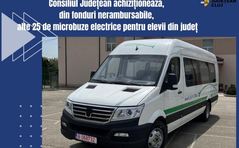 Încă 25 de microbuze electrice pentru elevii din Cluj / Alin Tișe: „Scopul este ca toți tinerii din județ să beneficieze de șanse egale de învățare”