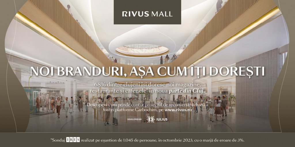 RIVUS, proiect inspirat din dorințele clujenilor: parc, funcțiuni culturale și de divertisment, Fresh Market, branduri în premieră și spații office premium