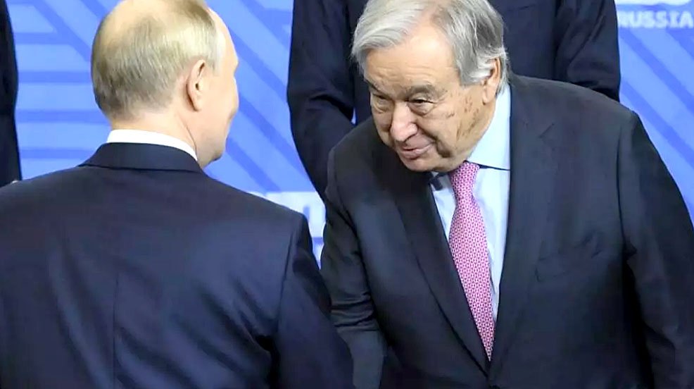 Cum a făcut secretarul general al ONU, Antonio Guterres, plecăciuni în faţa lui Vladimir Putin / ONU are misiunea de a asigura „pacea mondială”