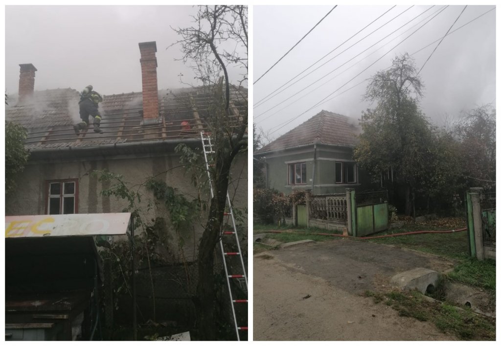 O casă a luat foc într-o comună din Cluj. Pompierii au intervenit de urgență
