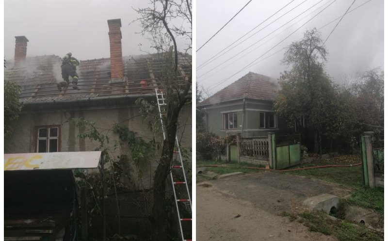 O casă a luat foc într-o comună din Cluj. Pompierii au intervenit de urgență