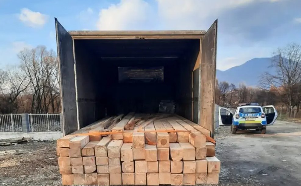 Bărbat din Cluj, prins de polițiștii în timp ce transporta ilegal cherestea. S-a ales cu dosar penal