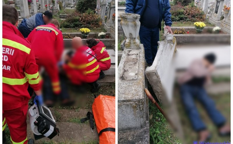 A vrut să aprindă o lumânare de Ziua Morților, dar a ajuns la ATI: O cruce a căzut peste un vârstnic într-un cimitir din Cluj