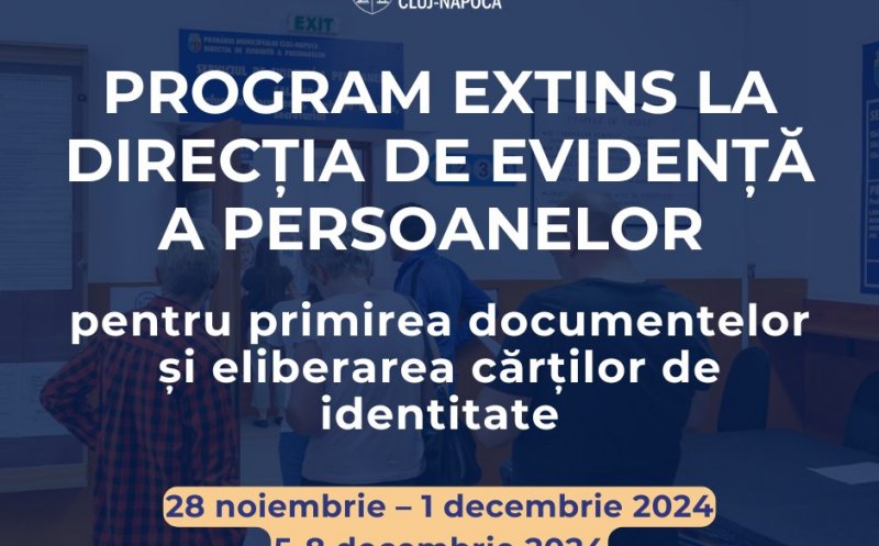 Program extins la Direcția de evidență a persoanelor pentru primirea documentelor și eliberarea cărților de identitate