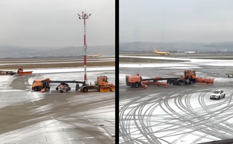 Aeroportul Cluj: Utilajele de deszăpezire, puse la treabă pentru zboruri sigure de Sărbători