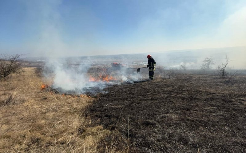 Incendiu de vegetație pe două hectare în Cluj-Napoca. Pompierii au intervenit de urgență