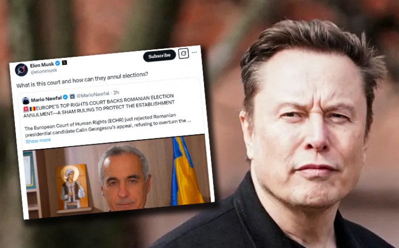 Elon Musk, "cu bota în baltă" pe subiectul respingerii la CEDO a contestaţiei lui Georgescu privind anularea alegerilor 