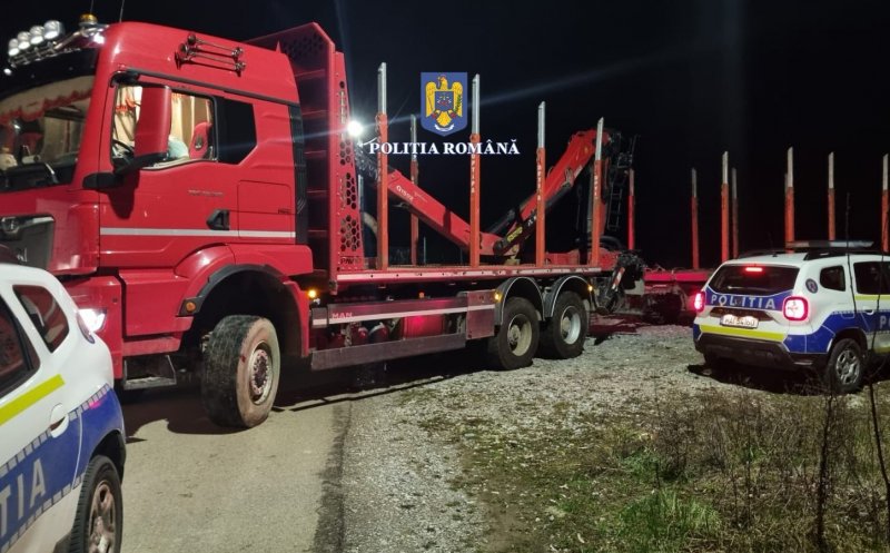 TIR de 250.000 de euro, folosit la transport FICTIV de lemne, confiscat la Cluj. Doi bărbați puși sub control judiciar