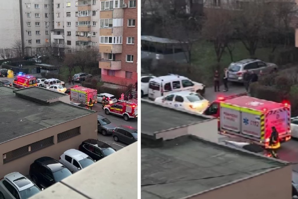 Carambol cu șapte mașini în Cluj-Napoca. Un bărbat a fost transportat de urgență la spital