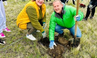 O localitate din Cluj devine mai verde: 200 de voluntari au plantat puieți de salcâm pentru viitoarea pădure