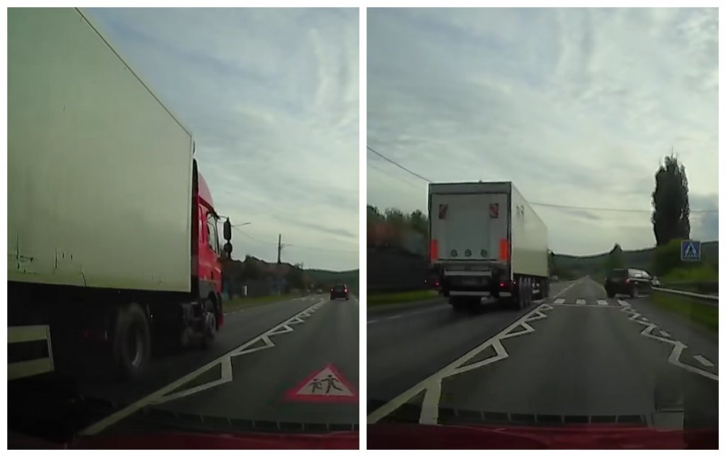 Pericol pe o șosea din Cluj! Un șofer de tir a ignorat orice regulă de circulație. "Acum o săptămână, o familie a fost distrusă aici"