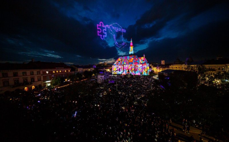 Cel mai mare spectacol de drone din istoria Clujului a avut loc sâmbătă seară