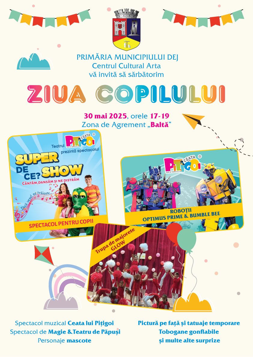 Teatru de păpuși, magie și spectacole, la un eveniment dedicat copiilor din Dej