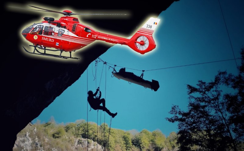 A intervenit elicopterul SMURD în Cheile Turzii / Victime extrase cu targa, prin aer, din defileu