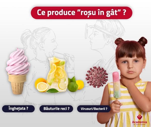 Academia de Prim Ajutor: NU faci roșu în gât nici de la înghețată , nici de la apa rece!