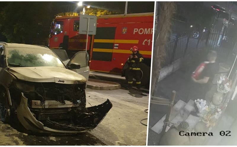 Mașina de lux care a luat foc pe Calea Turzii: chelneri și bucătari, transformați în pompieri de ocazie