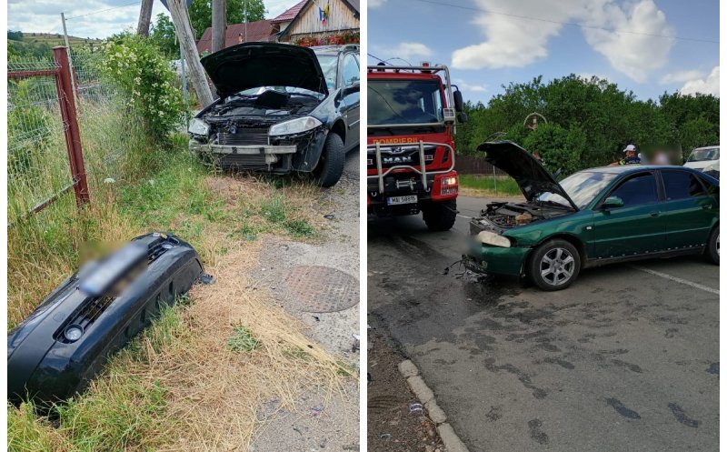 Accident între două mașini pe un drum din Cluj. O femeie a fost transportată la spital