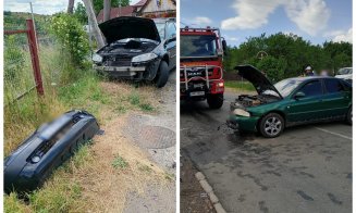 Accident între două mașini pe un drum din Cluj. O femeie a fost transportată la spital