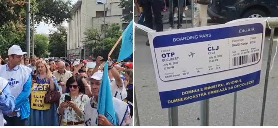Sute de persoane la primul protest anunțat de profesori. Se cere demisia ministrului Educației: "bilet de avion" spre Cluj pentru Daniel David