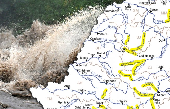 Clujul, sub Cod Galben de avertizare hidrologică de duminică până luni / Precipitații, torenţi, viituri și posibile inundaţii