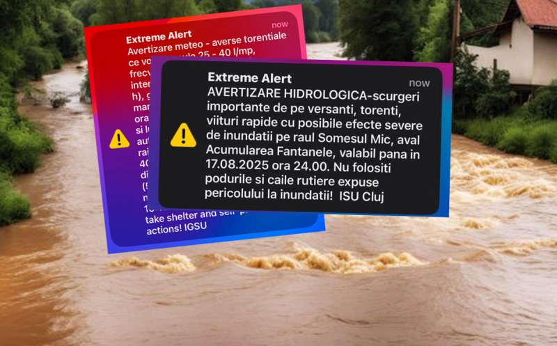 COD PORTOCALIU de inundații pe Someșul Mic și afluenți / Mesaj RO-Alert