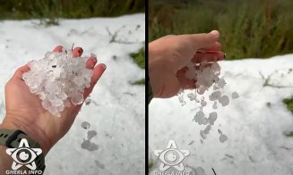 Morman bizar de grindină într-o localitate din județul Cluj, în urma furtunii