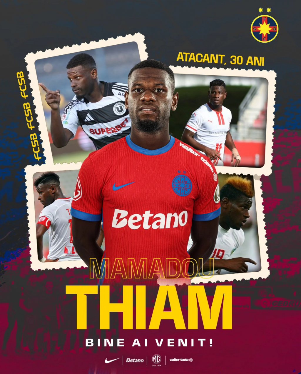 Mamadou Thiam, prezentat oficial de FCSB. Prima imagine cu atacantul în tricoul campioanei